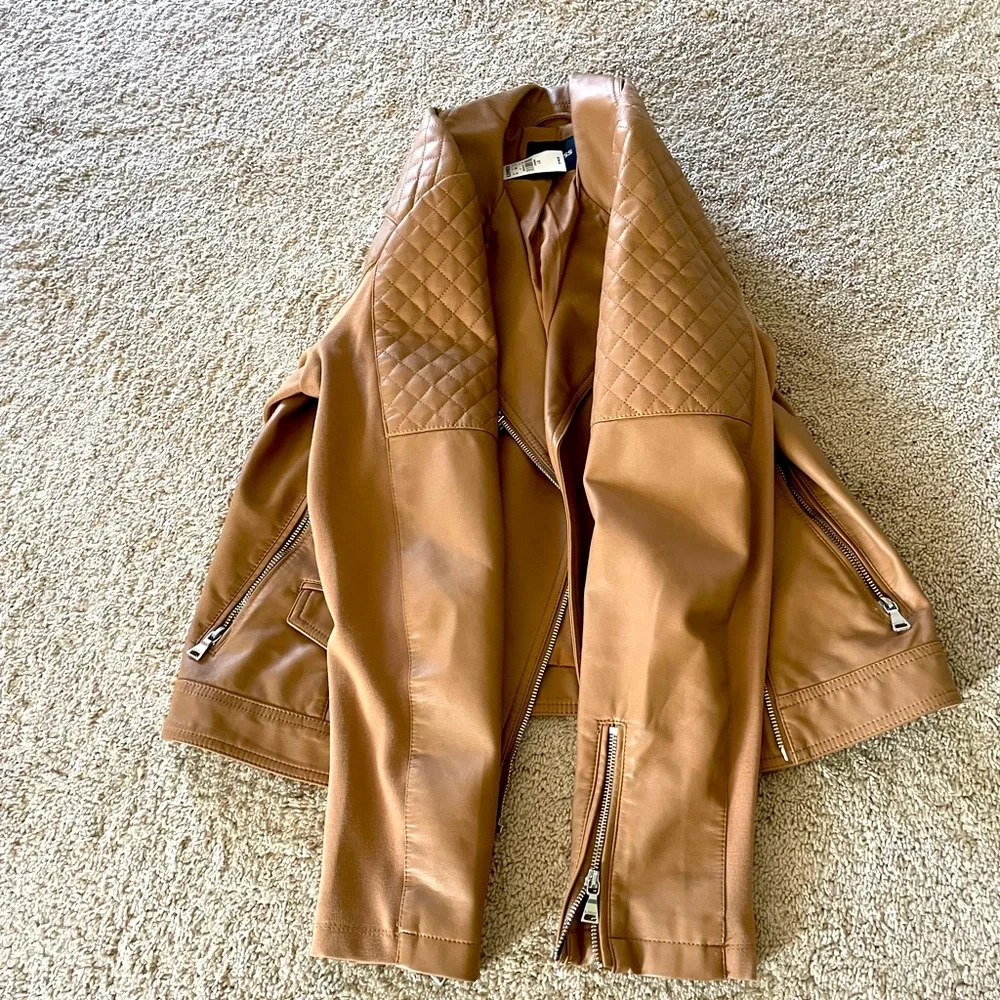 NWT- express tan leather jacket - Picture 7 of 9